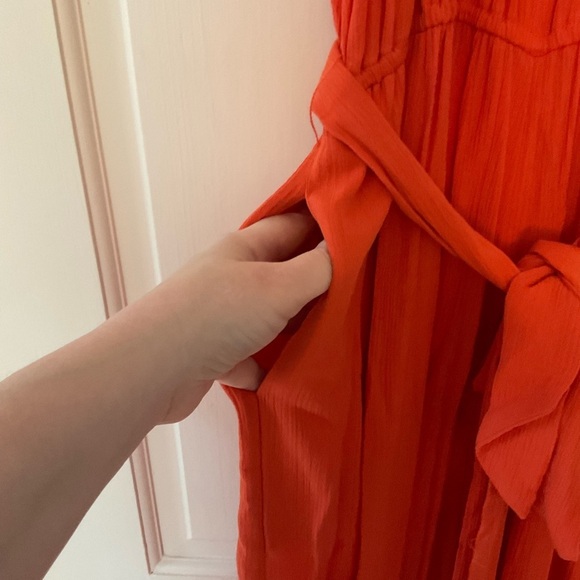 Sundance Sahara Jumpsuit Orange Halter Tie Waist Wide Leg Size XL NWT Boho - Picture 8 of 14